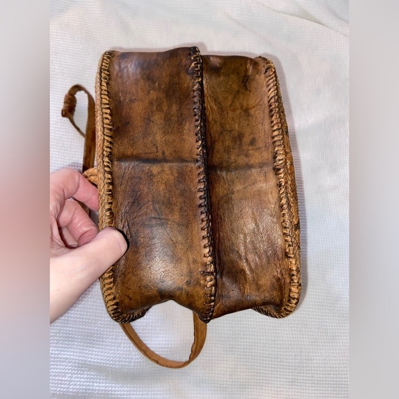 Women’s‎ VINTAGE Snake skin Leather Tan hippie boho crossbody/shoulder bag - Picture 5 of 16